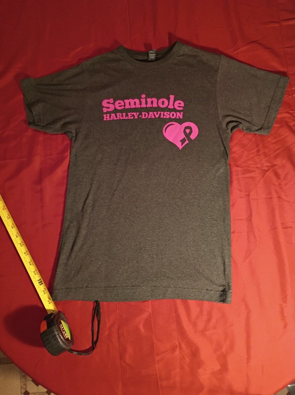 Tultex Gray Short Sleeve Tee with Bright Pink Seminole Harley-Davidson Graphic